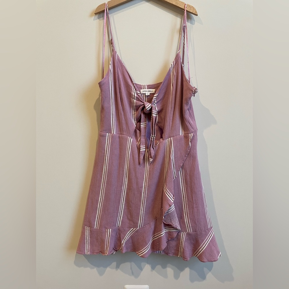 Cotton Candy LA Pink Striped Keyhole Front Mini Dress - Picture 3 of 8